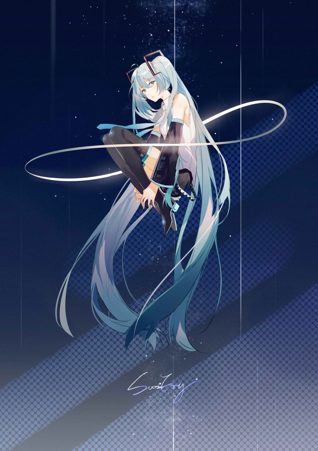 hatsune_miku, heels, sumery, thighhighs, vocaloid
