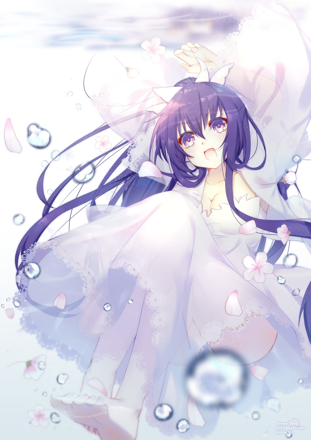 cleavage, date_a_live, dress, mo_(pixiv9929995), wedding_dress, yatogami_tooka