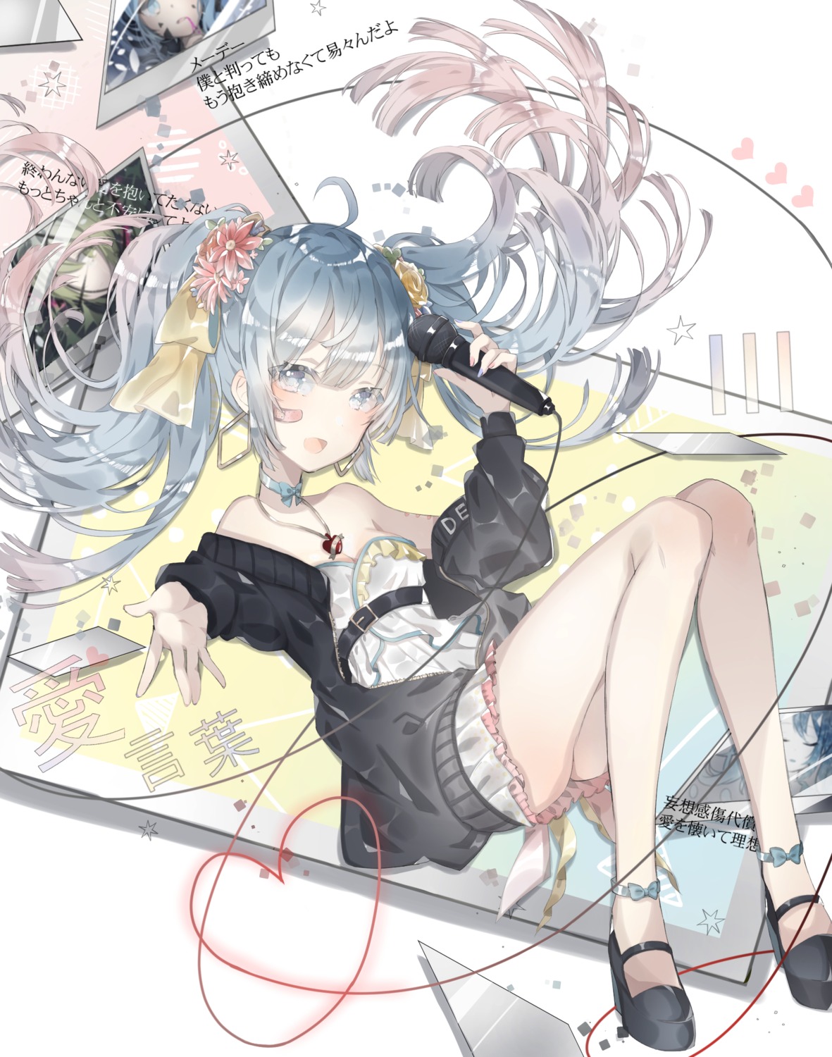 dress, hatsune_miku, heels, open_shirt, siho_(marumaru), sweater, vocaloid