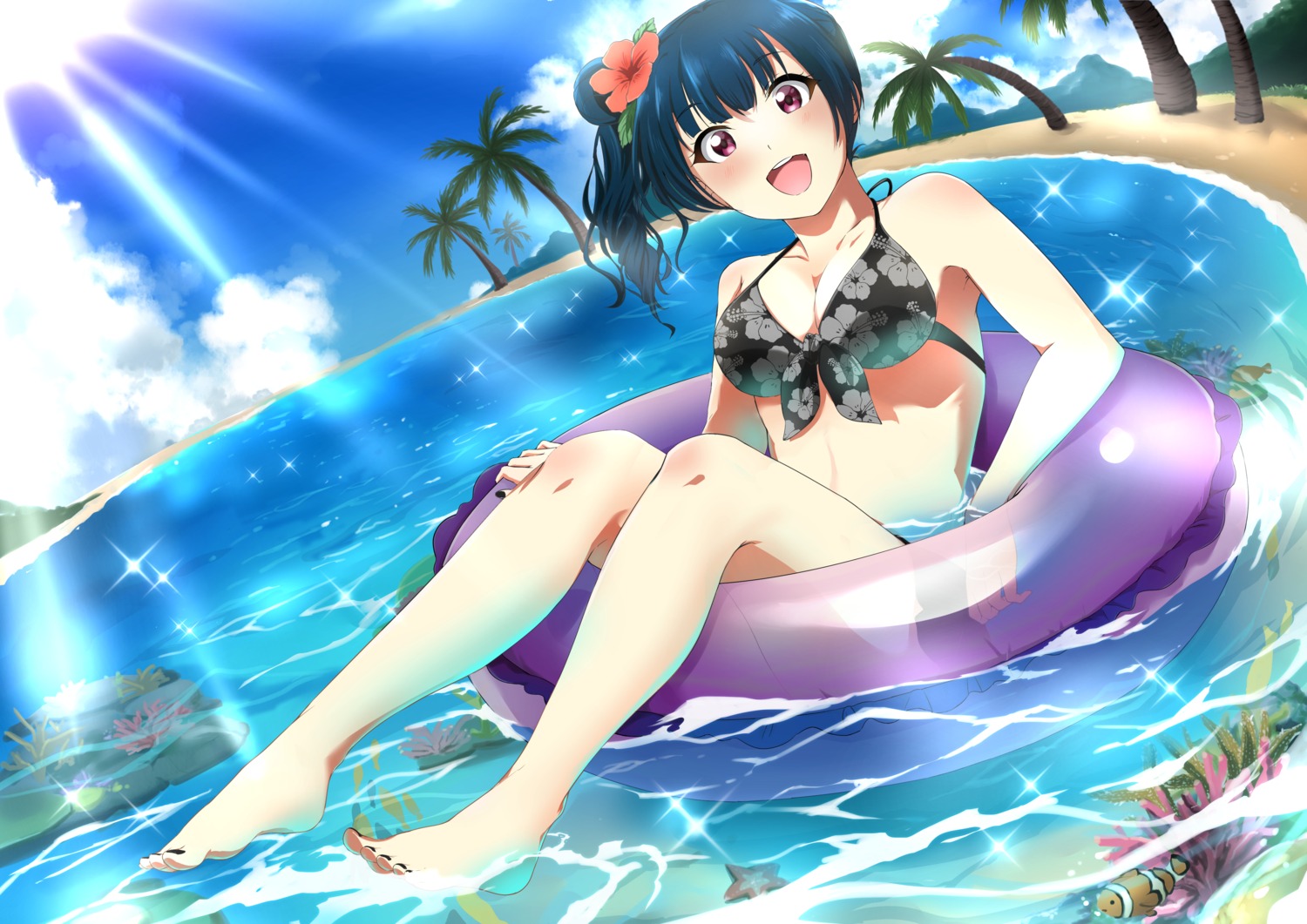 bikini, cleavage, feet, love_live!_(series), love_live!_sunshine!!, swimsuits, tsushima_yoshiko, vorupi, wet
