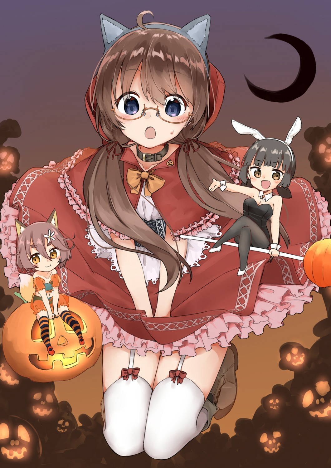 animal_ears, bunny_ears, bunny_girl, cleavage, cosplay, halloween, heels, little_red_riding_hood_(character)