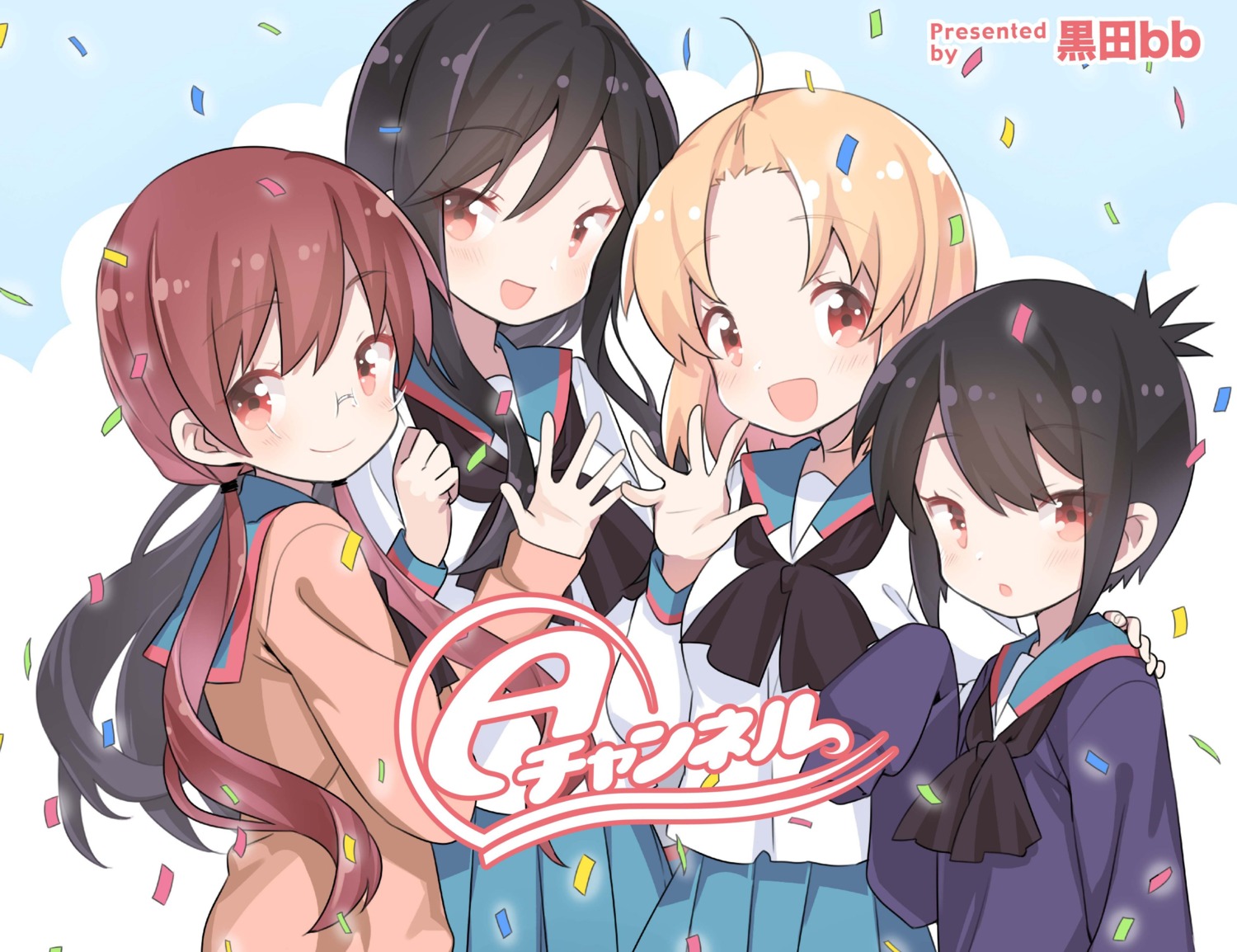 a_channel, ichii_tooru, kuroda_bb, megane, momoki_run, nishi_yuuko, seifuku, sweater, tennouji_nagisa