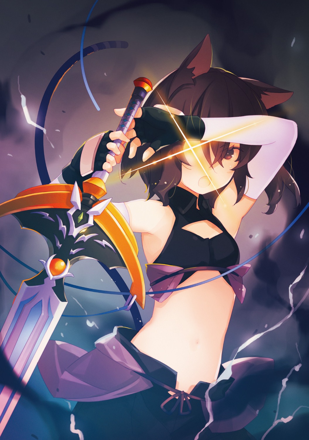 animal_ears, fran_(tenken), nekomimi, ruroo, shishou_(tenken), sword, tail, tensei_shitara_ken_deshita