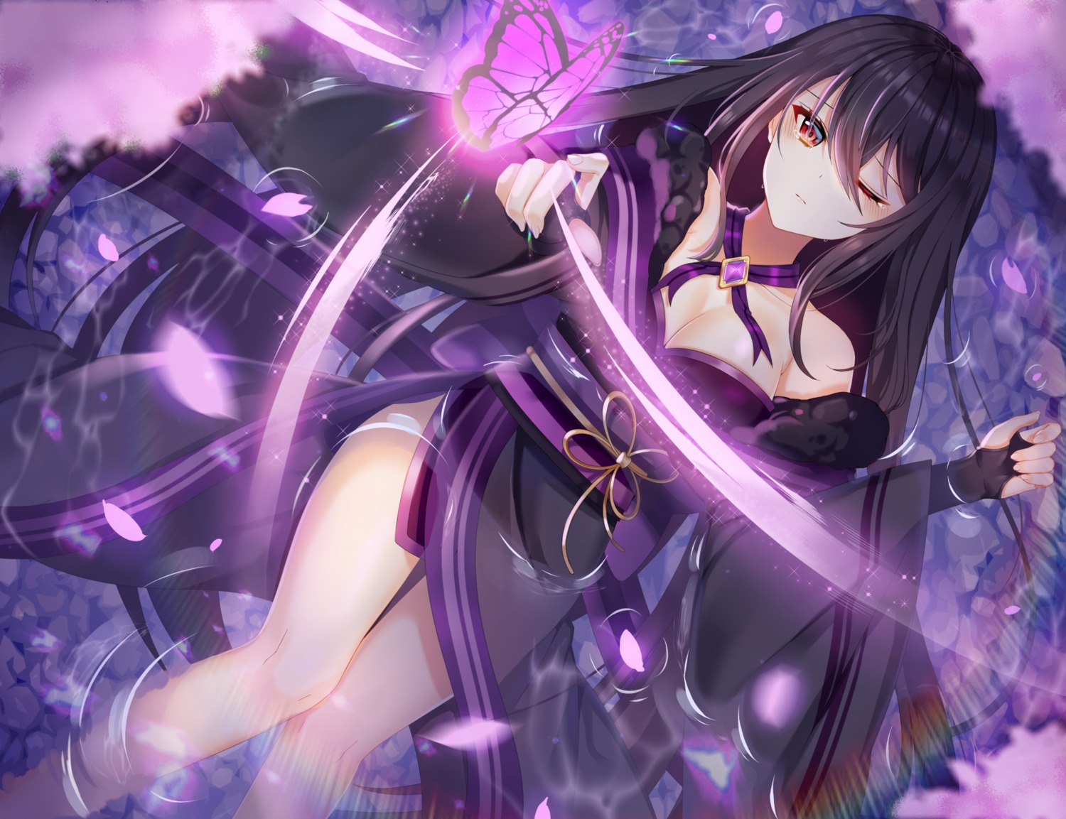 cleavage, ecu8080, japanese_clothes, see_through, wet