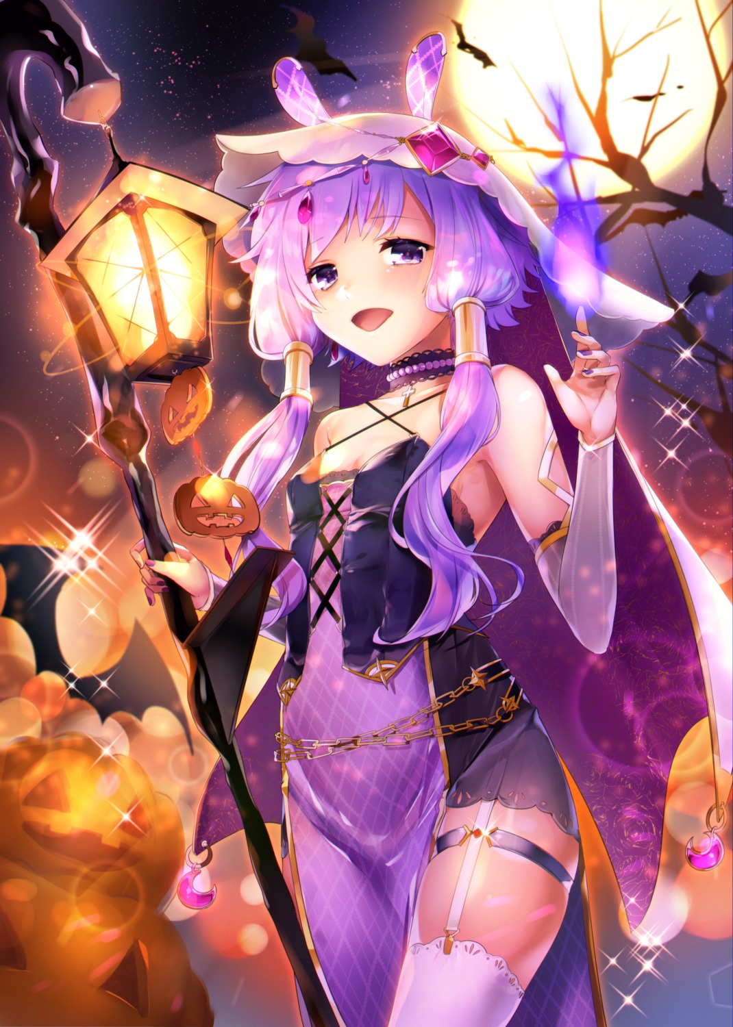 animal_ears, ayamori_mimi, bunny_ears, cleavage, dress, garter, halloween, stockings