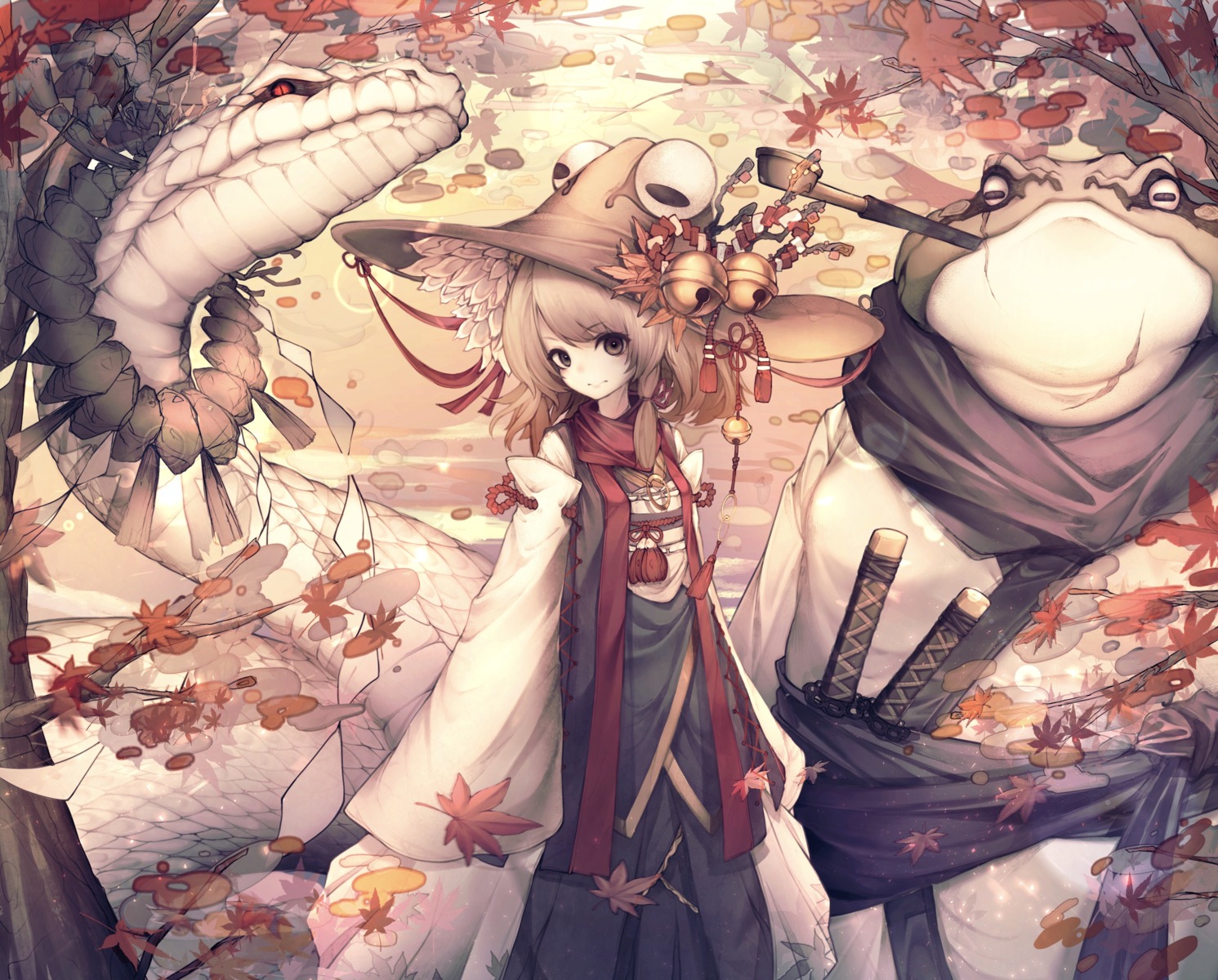 hito_komoru, japanese_clothes, mishaguji, moriya_suwako, sword, touhou