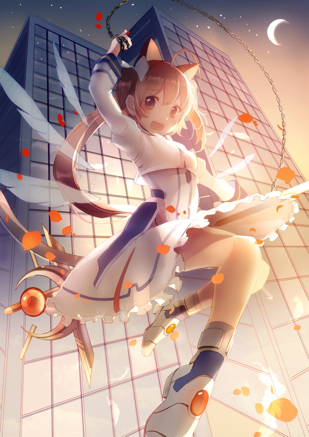 animal_ears, dress, heels, nekoko_(windcat429), weapon, wings