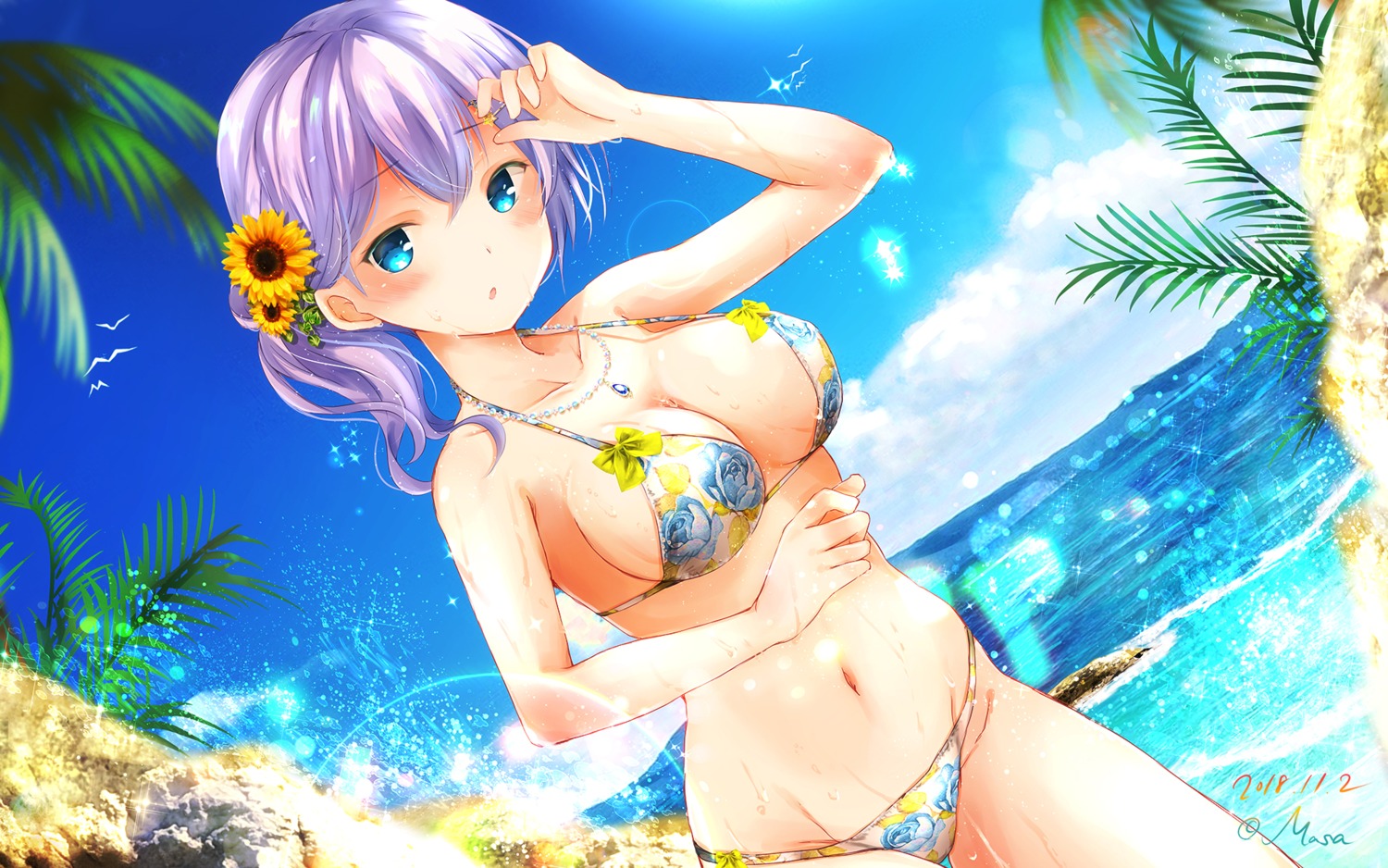 bikini, girlfriend_(kari), masa_(mirage77), murakami_fumio, swimsuits, wallpaper, wet