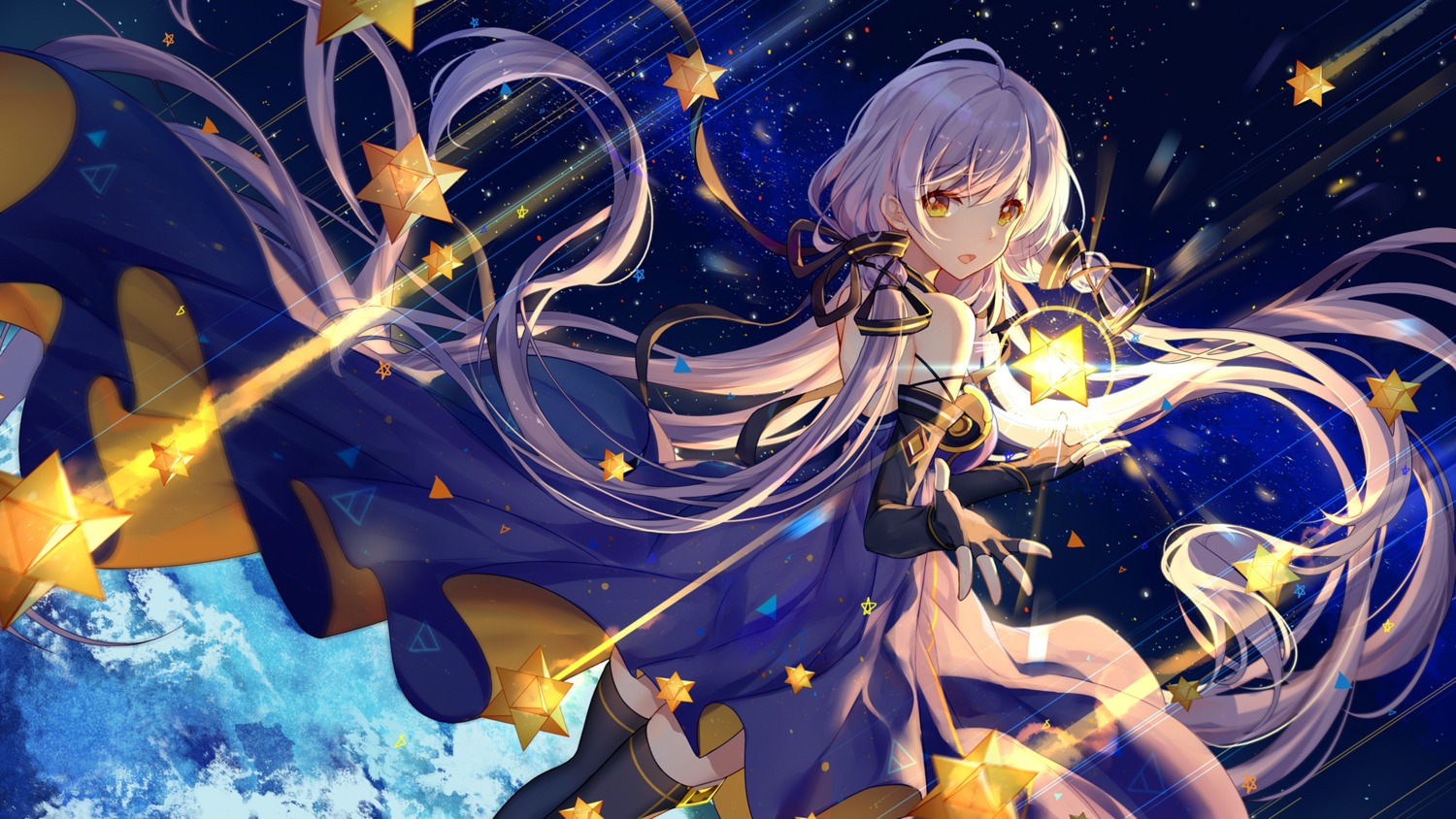 bison_cangshu, dress, stardust_(vocaloid), thighhighs, vocaloid, wallpaper, witch_weapon