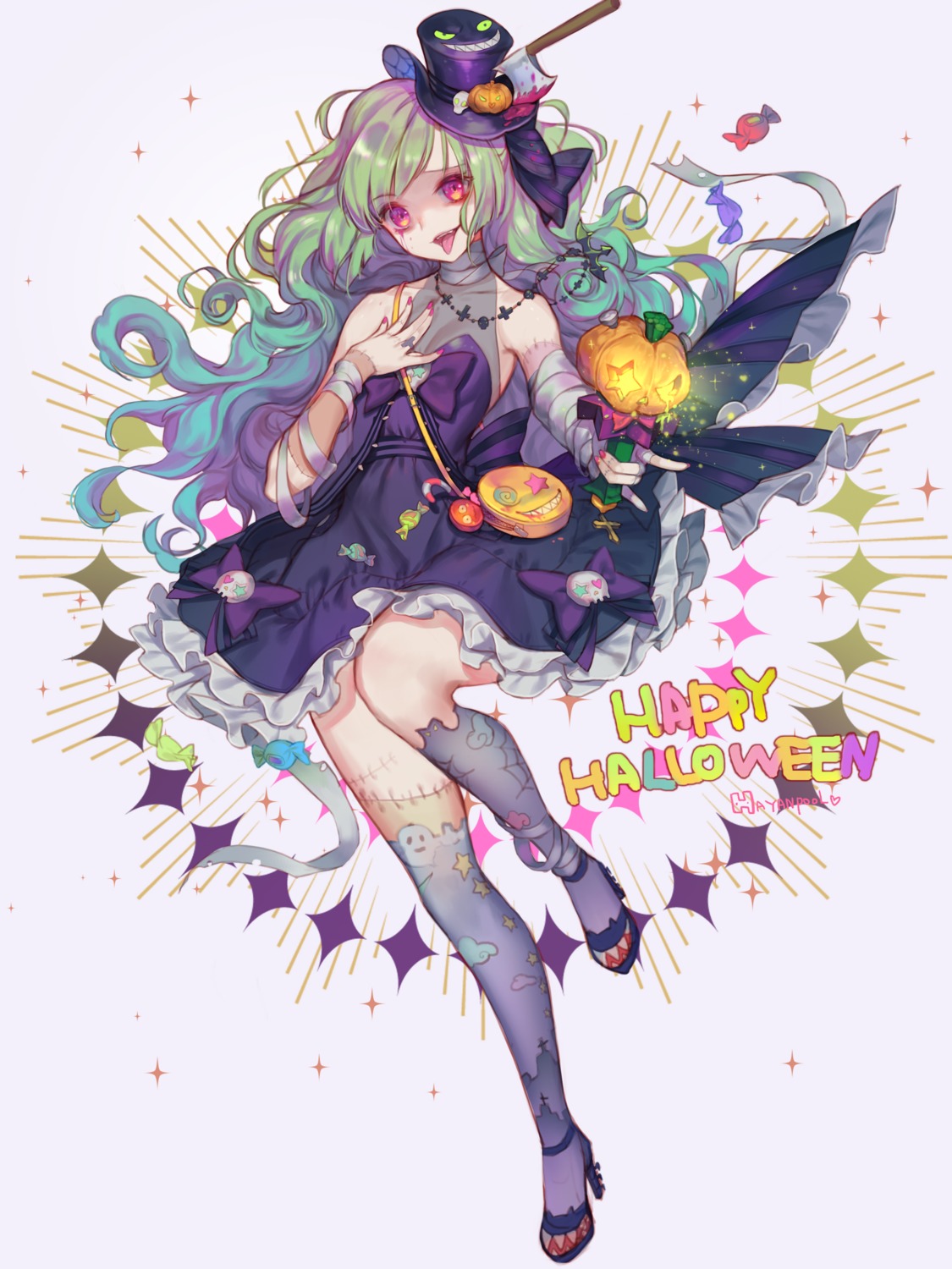 bandages, dress, halloween, hayanpool, heels, see_through
