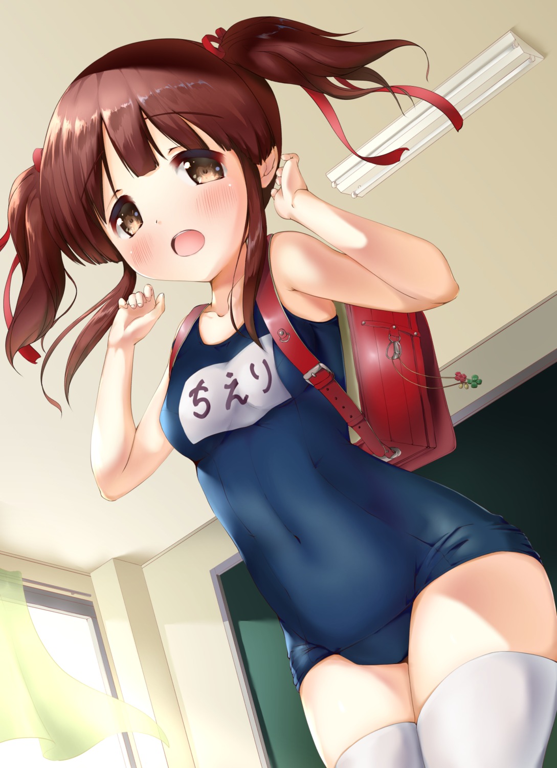 kuroba_aki, ogata_chieri, school_swimsuit, swimsuits, the_idolm@ster, the_idolm@ster_cinderella_girls, thighhighs