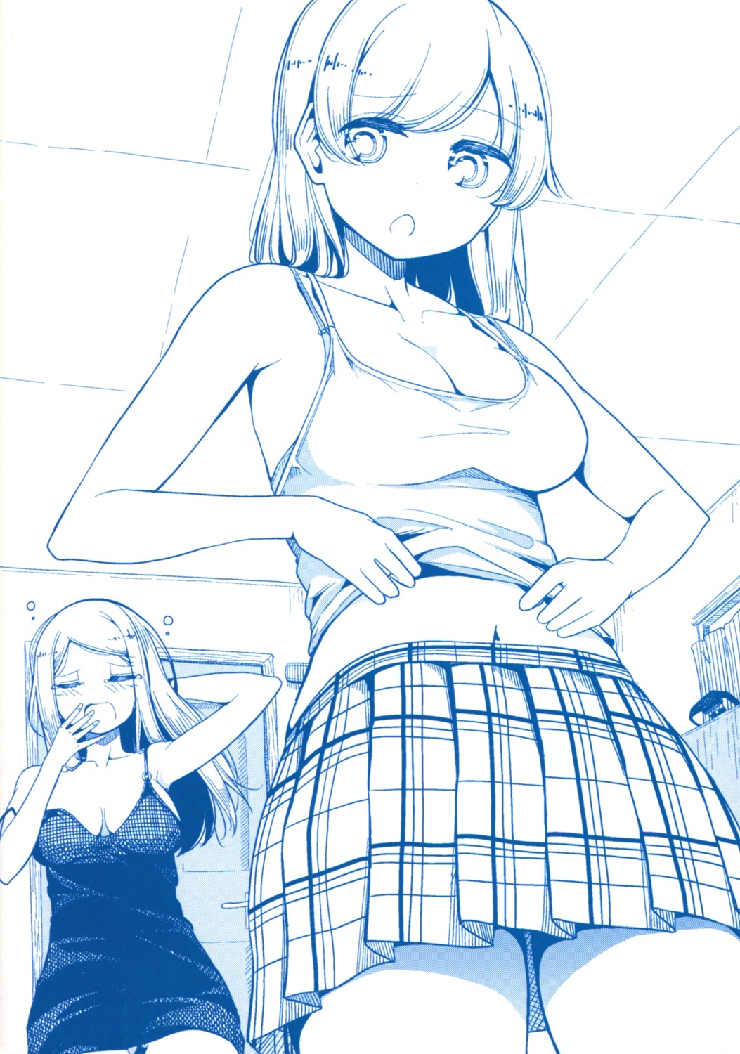 bra, cleavage, harukana_receive, lingerie, monochrome, nyoi_jizai, seifuku, thomas_emiri
