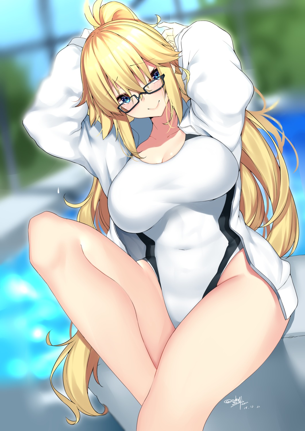 fate/grand_order, jeanne_d'arc, jeanne_d'arc_(fate), megane, nebusoku, swimsuits