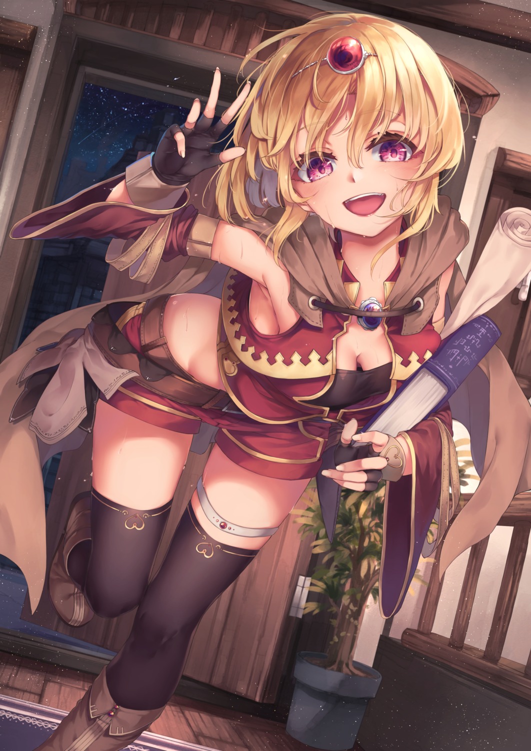 cleavage, garter, mizuiro_raika, thighhighs, wet