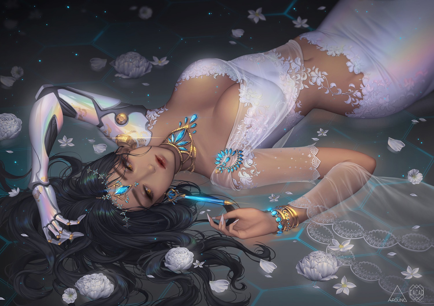 cleavage, love_cacao, mecha_musume, overwatch, see_through, symmetra_(overwatch)