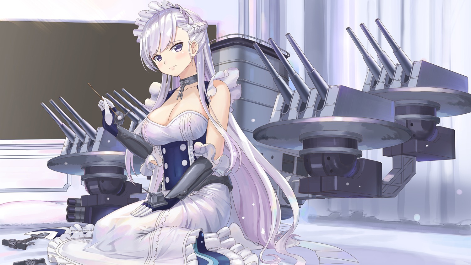 azur_lane, belfast_(azur_lane), cleavage, huanghyy, maid, wallpaper