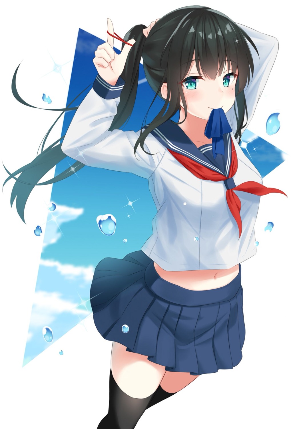 mirea, seifuku, thighhighs