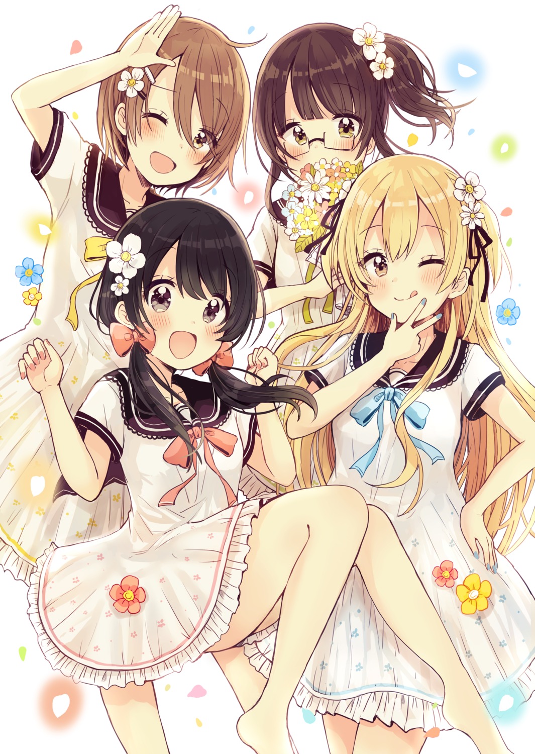 higuchi_kaede_(swing!), megane, miyasato_haruka, okamoto_natsuhi, sakura_oriko, seifuku, swing!!, yokomine_ibuki