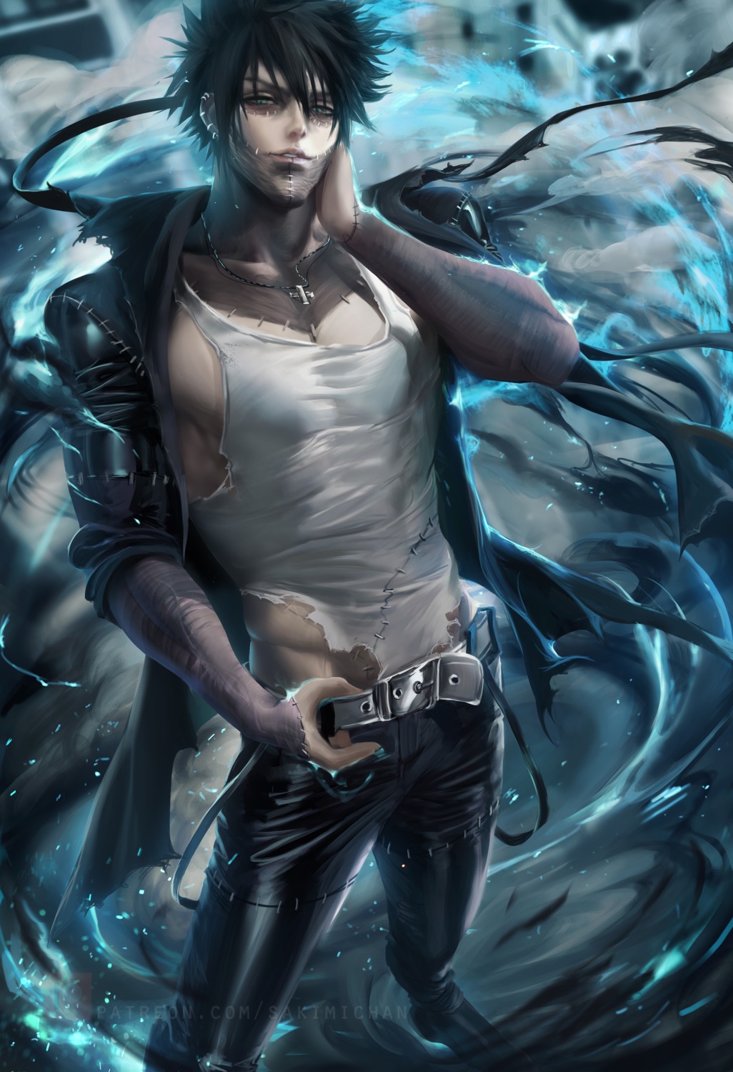 boku_no_hero_academia, male, official_watermark, sakimichan, todoroki_touya, torn_clothes