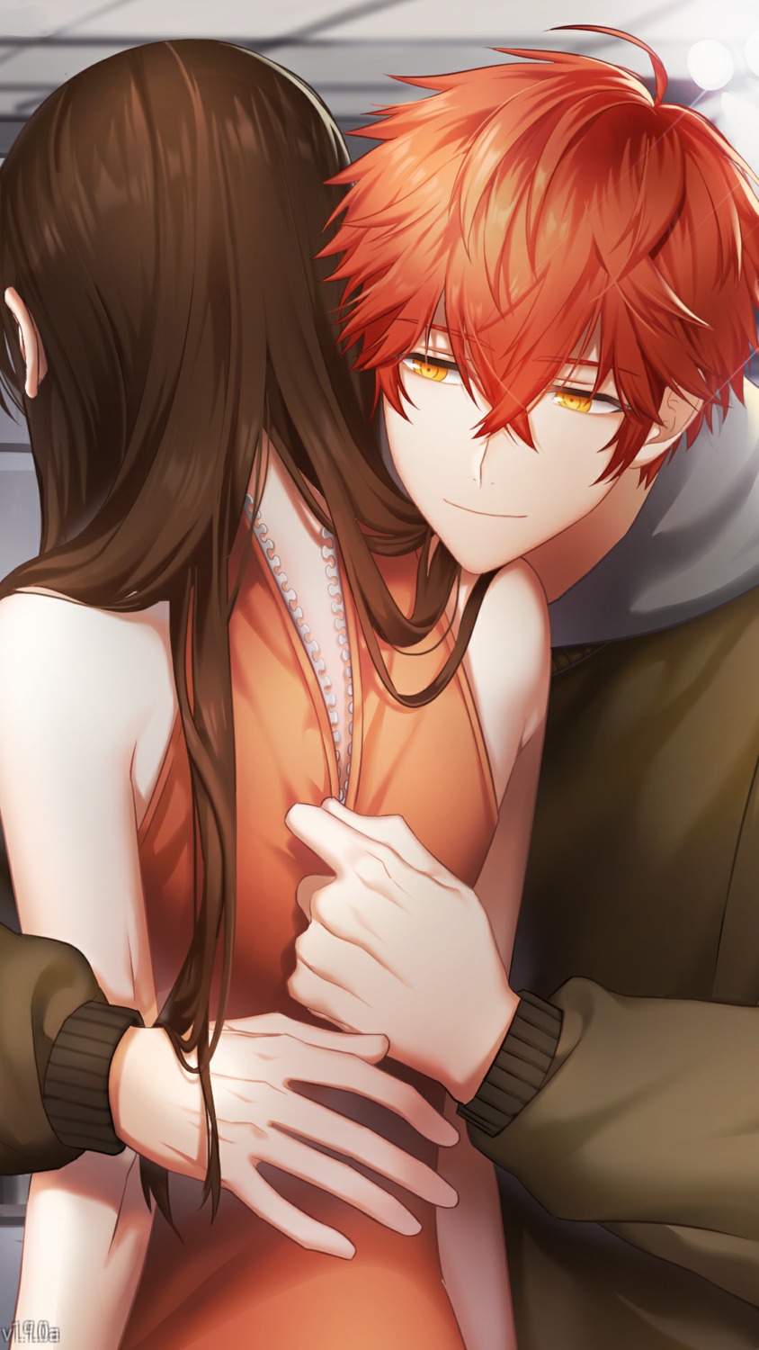 707_(character), dress, game_cg, mystic_messenger, protagonist_(mystic_messenger), tagme, undressing