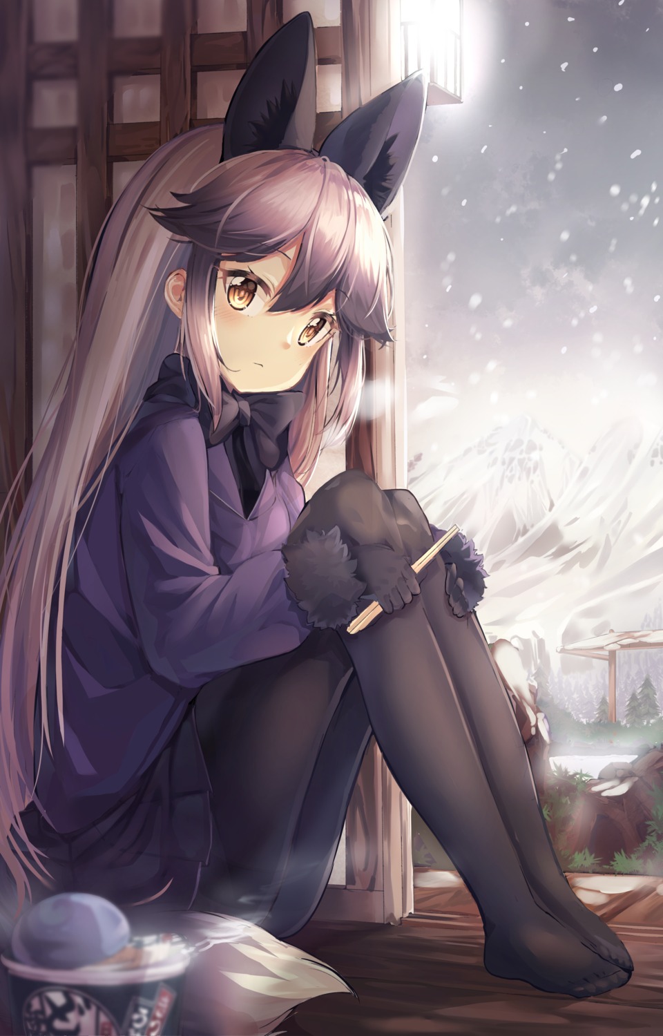 animal_ears, animal_ears_(artist), kemono_friends, pantyhose, silver_fox, tail