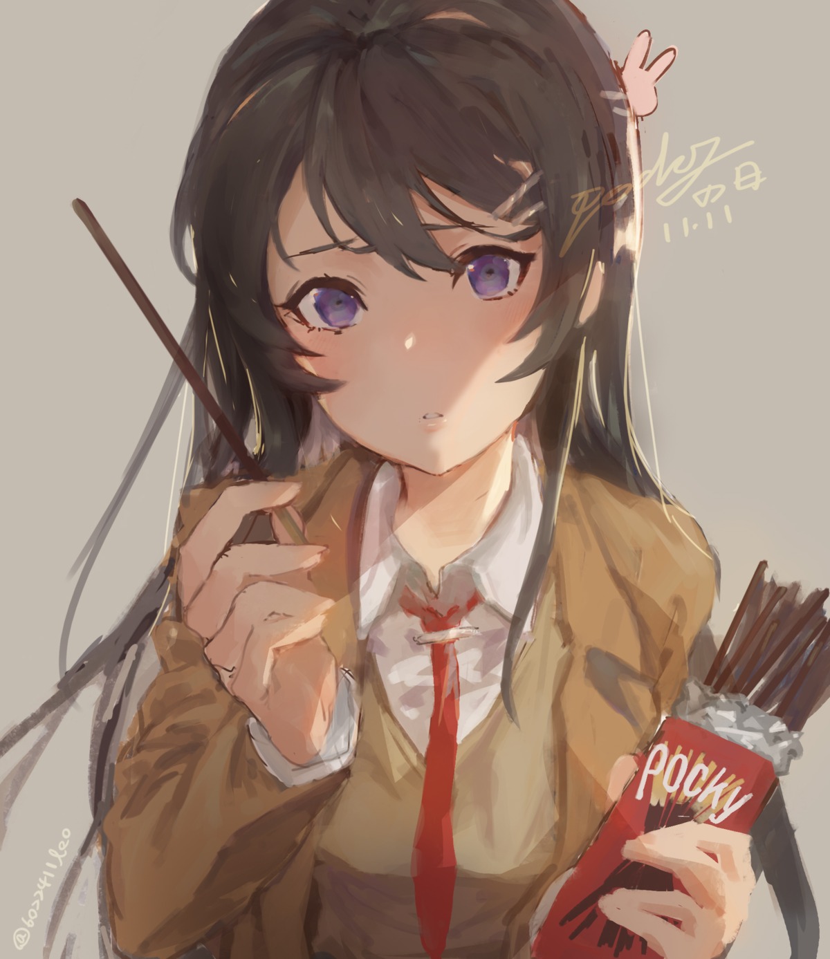 sakurajima_mai, seifuku, seishun_buta_yarou, sketch, sweater, tsuiru