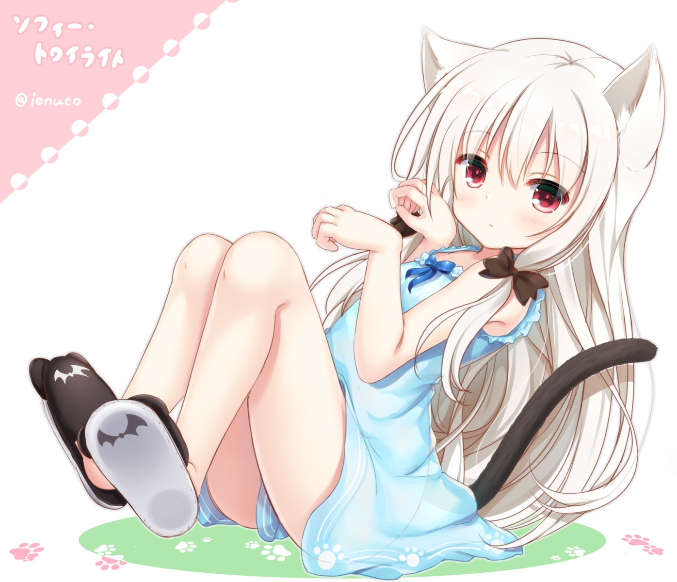 animal_ears, dress, nekomimi, shizukawashi_sumi, sophie_twilight, summer_dress, tail, tonari_no_kyuuketsuki-san