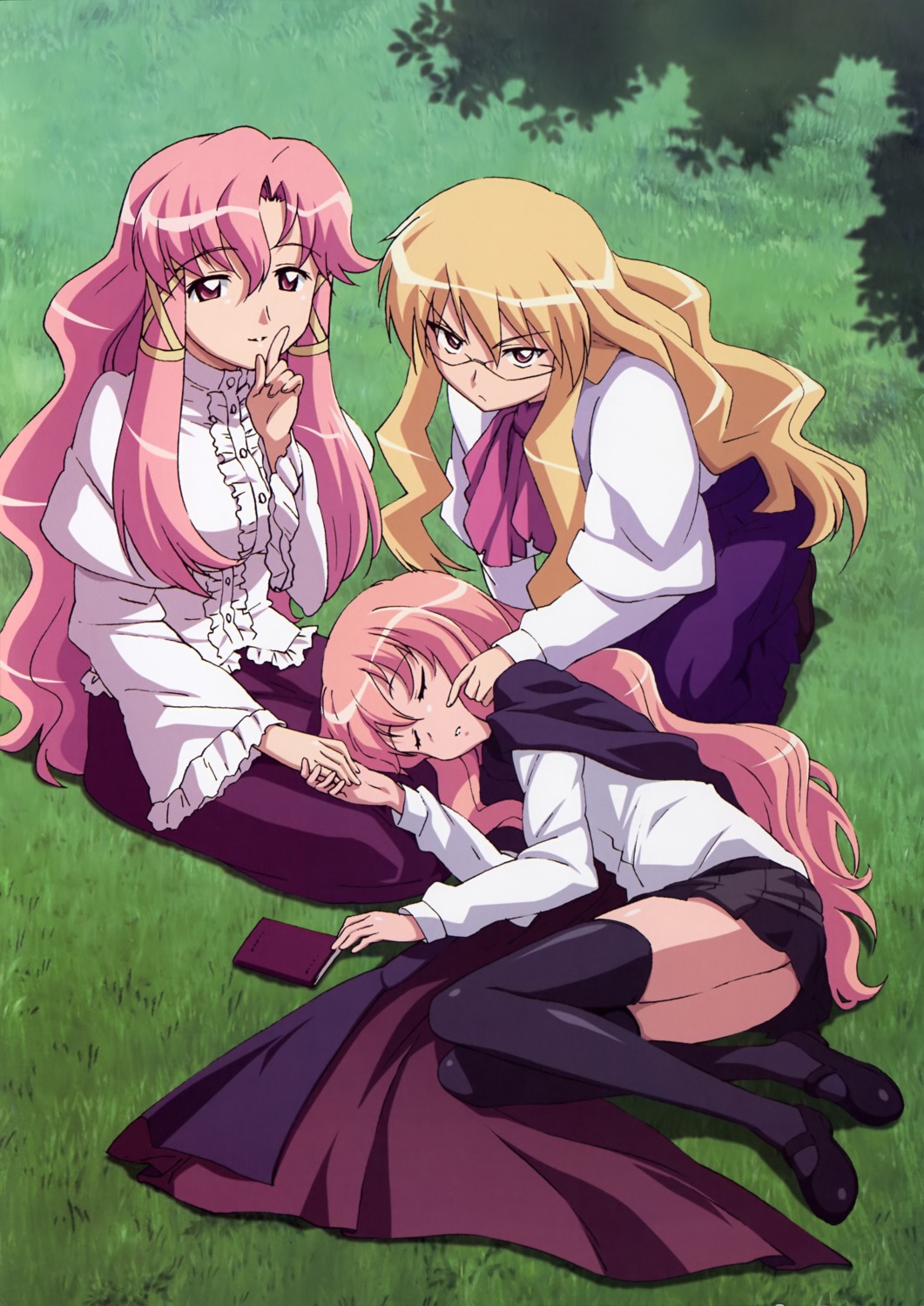 cattleya_(zero_no_tsukaima), elenor, louise_francoise_le_blanc_de_la_valliere, megane, thighhighs, zero_no_tsukaima