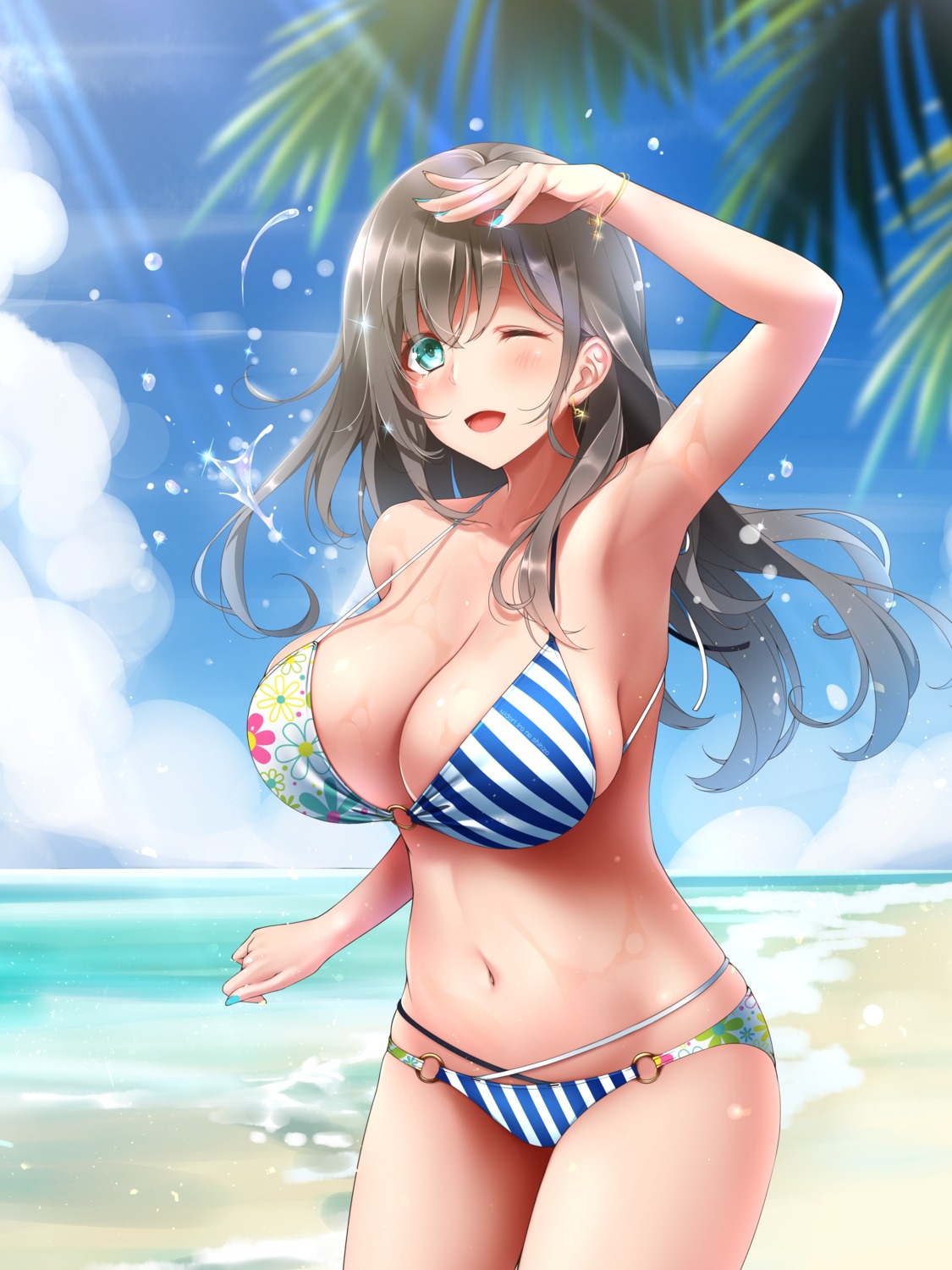 bikini, cleavage, midoriiro_no_shinzou, swimsuits, wet