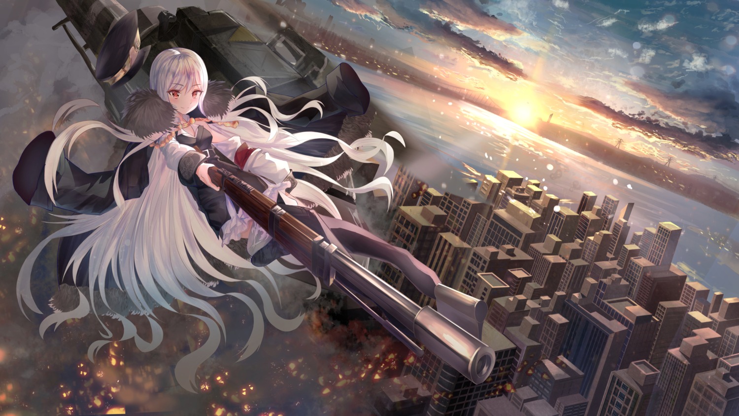 girls_frontline, gun, kar98k_(girls_frontline), landscape, pray_(furei)