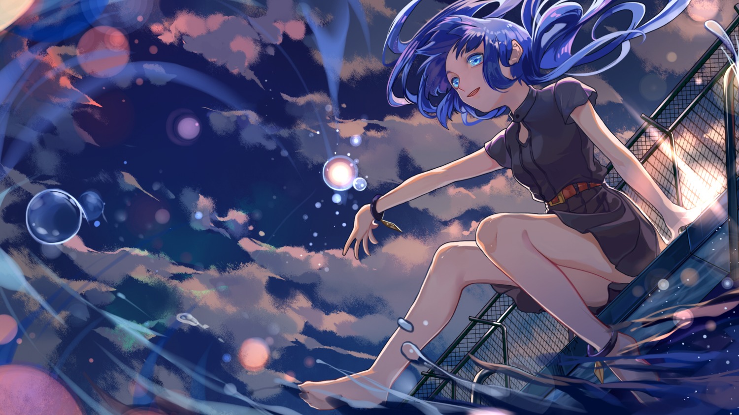 dress, hatsune_miku, vocaloid, wallpaper, wet, wu_se_bu_hui_(940164887)