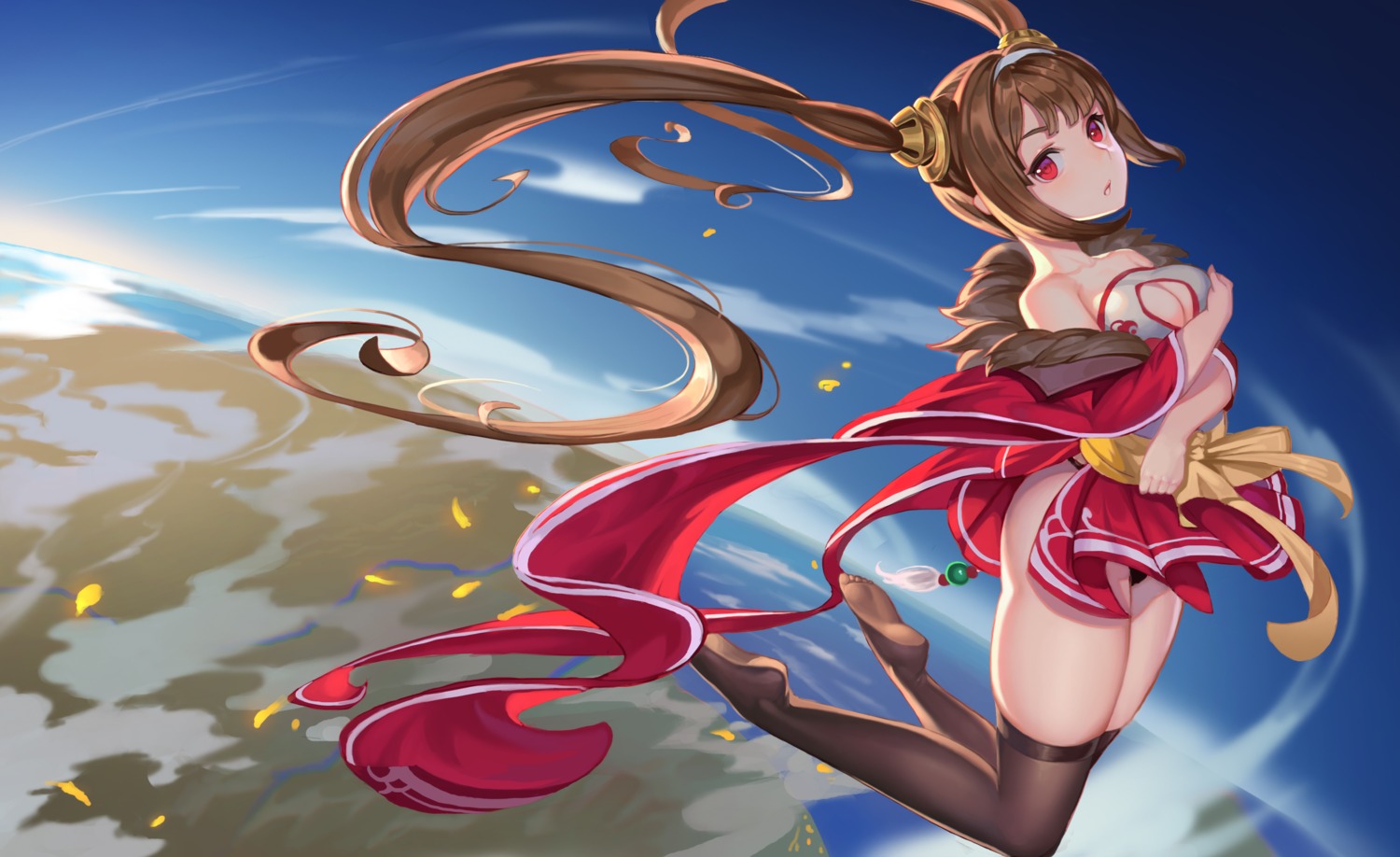 azur_lane, breast_hold, cleavage, god_hunter, pantsu, ping_hai_(azur_lane), thighhighs