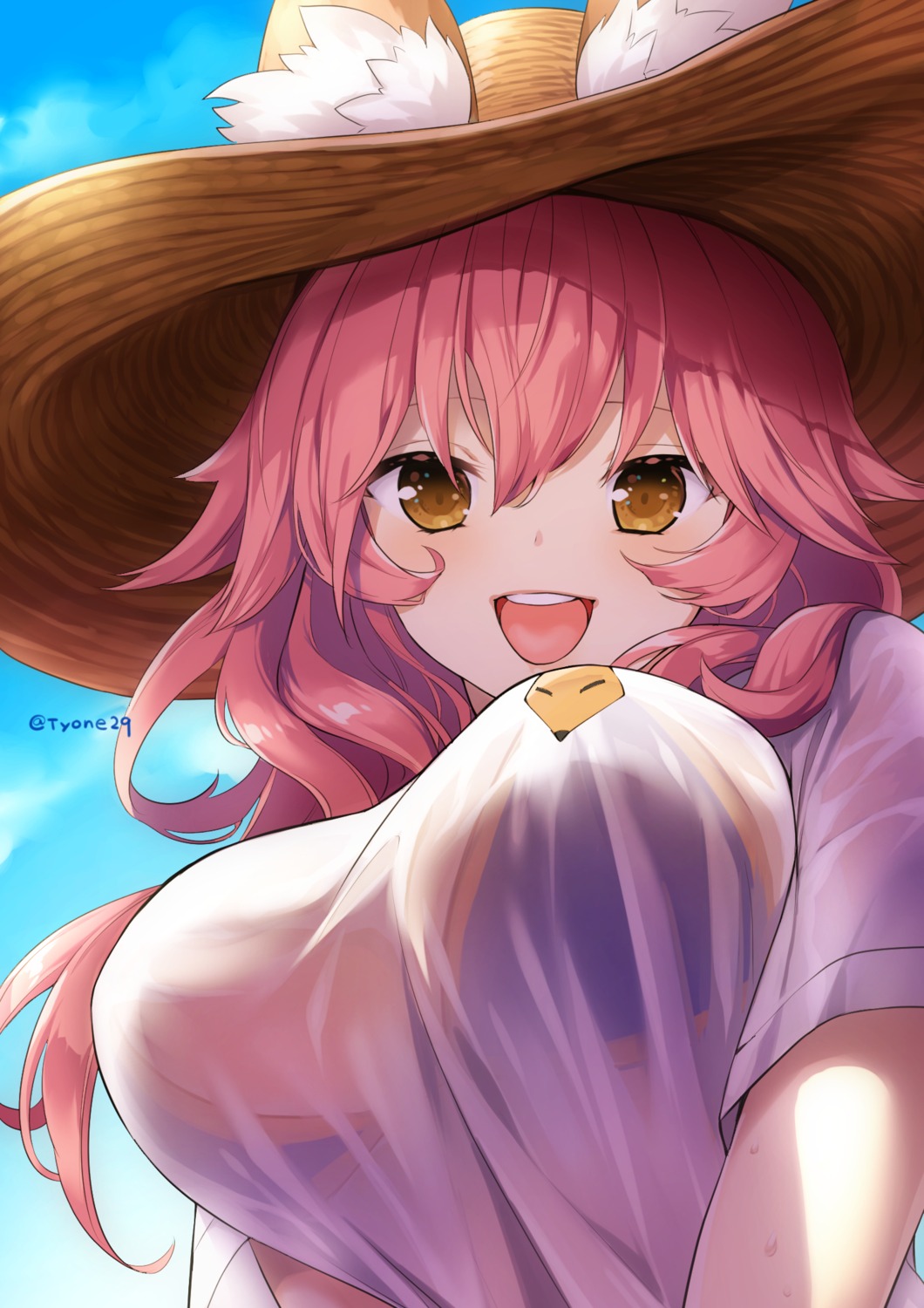 animal_ears, bikini_top, fate/grand_order, kitsune, see_through, swimsuits, tamamo_no_mae, tyone