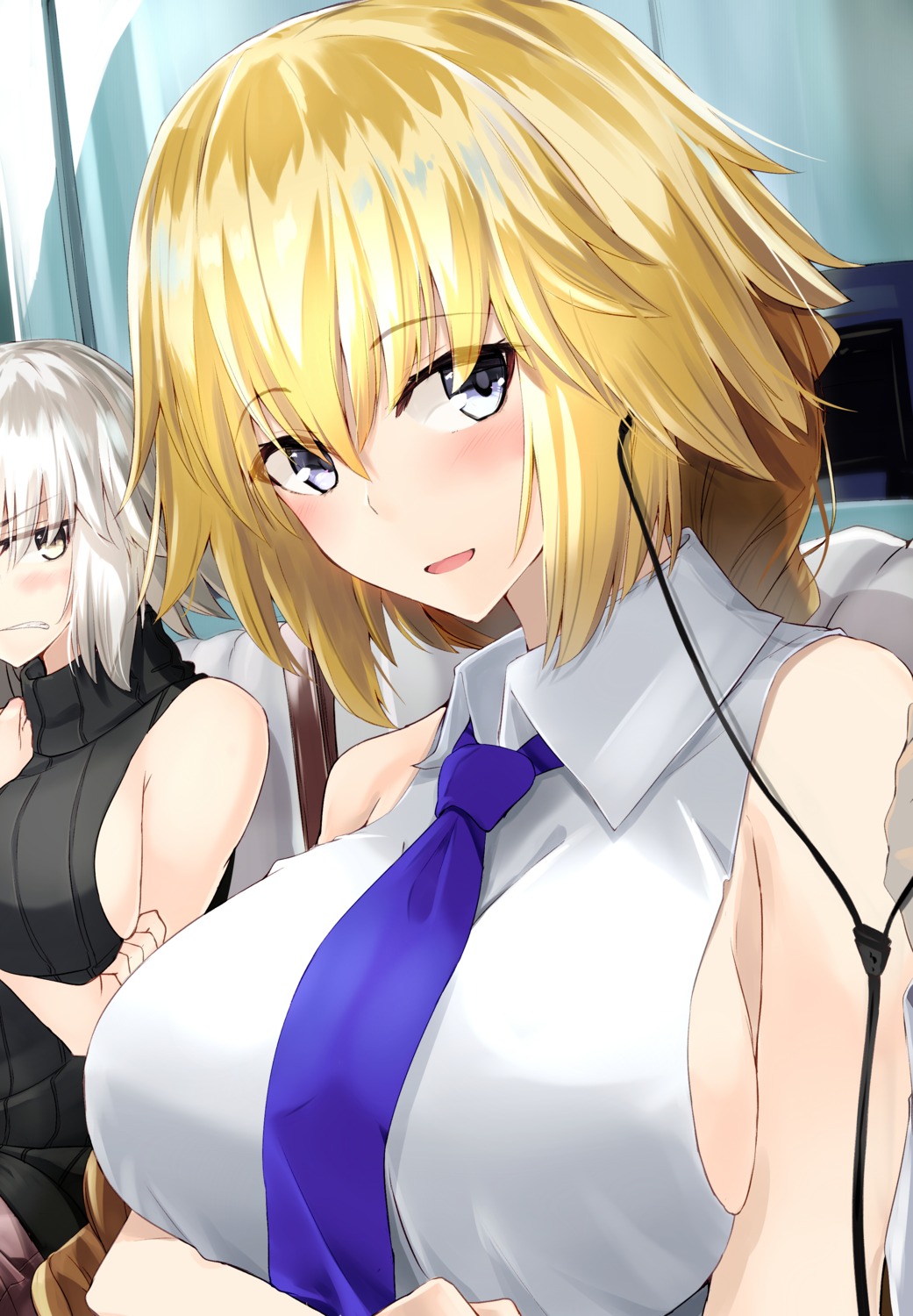 breast_hold, fate/grand_order, jeanne_d'arc, jeanne_d'arc_(fate), jeanne_d'arc_alter_(fate), ninoude_(ninoude44), no_bra, sweater