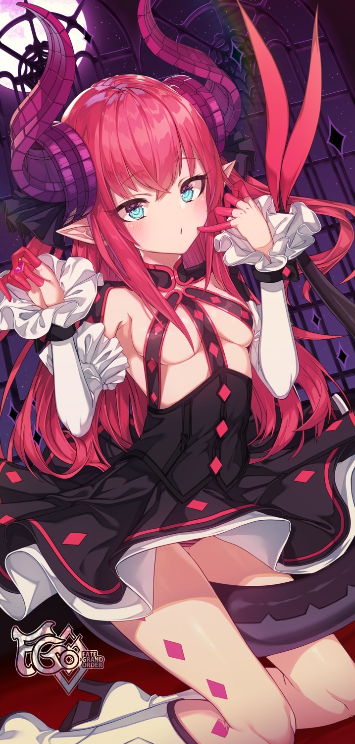animal_ears, elizabeth_bathory, fate/extra, fate/extra_ccc, fate/grand_order, fate/stay_night, heels, horns, kinos_(kw00789), no_bra, pantsu, pointy_ears, shimapan, skirt_lift, tail