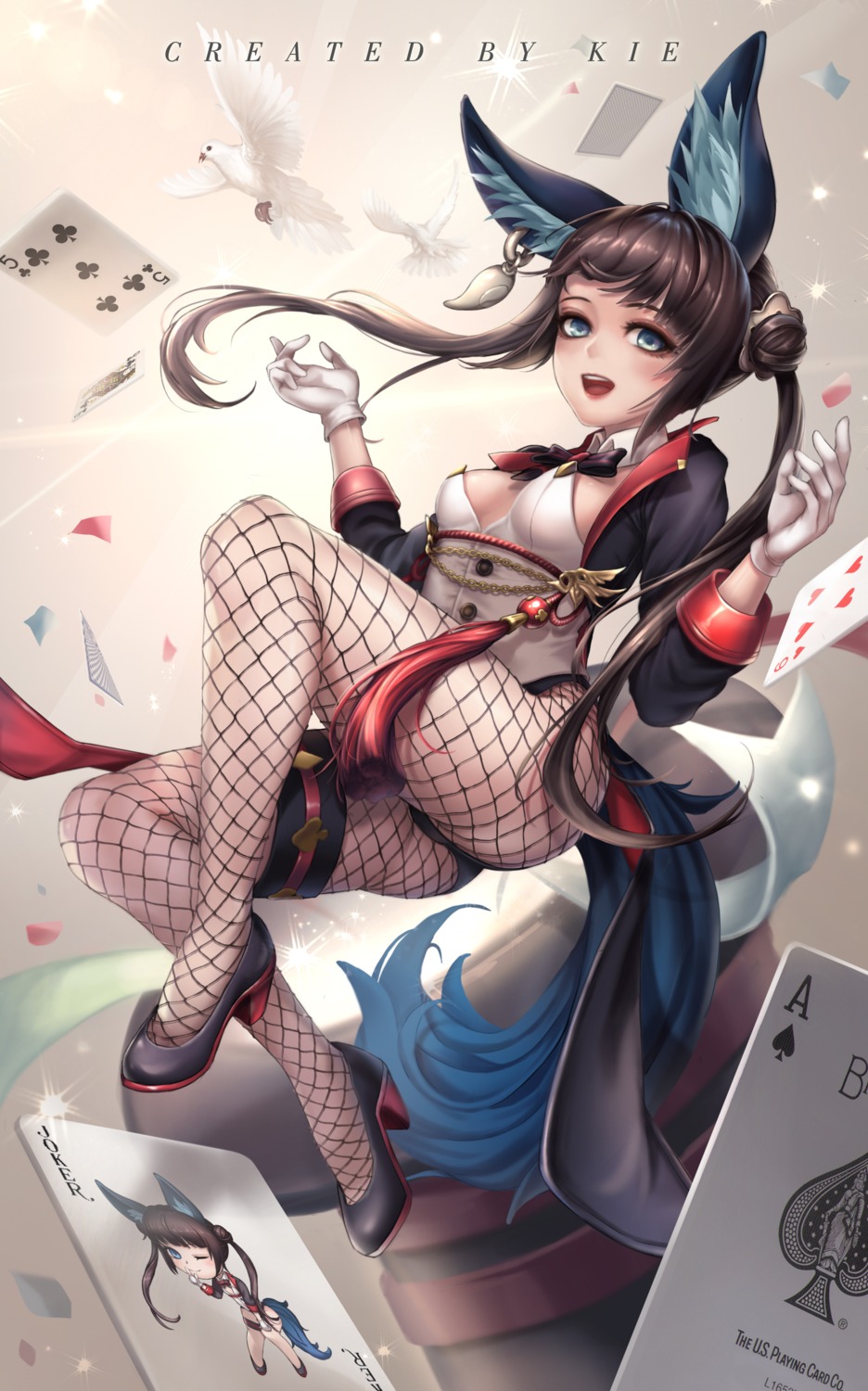 animal_ears, blade_&_soul, fishnets, heels, kie_(wylee2212), lyn_(blade_&_soul), pantyhose, tail