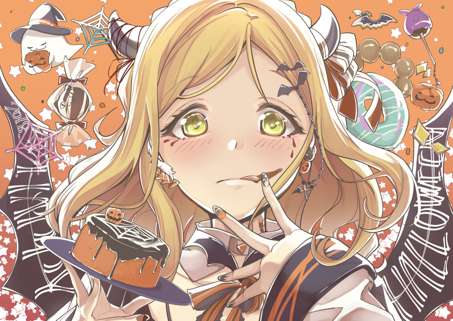 halloween, horns, komiyama_(user_ycnc3474), love_live!_(series), love_live!_sunshine!!, ohara_mari, wings