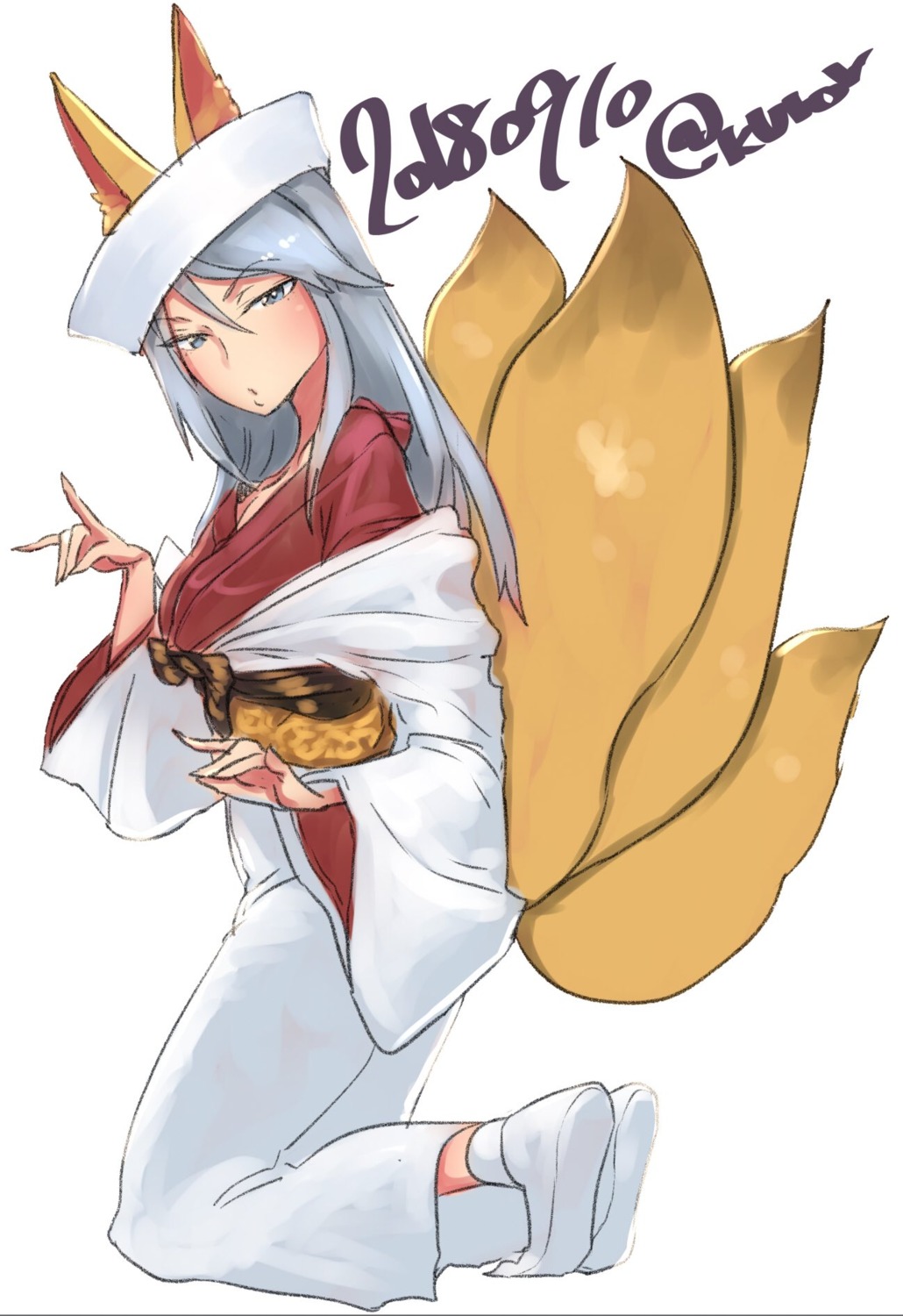 abaratani_kurou, animal_ears, flint_(girls_und_panzer), girls_und_panzer, kimono, kitsune, tail