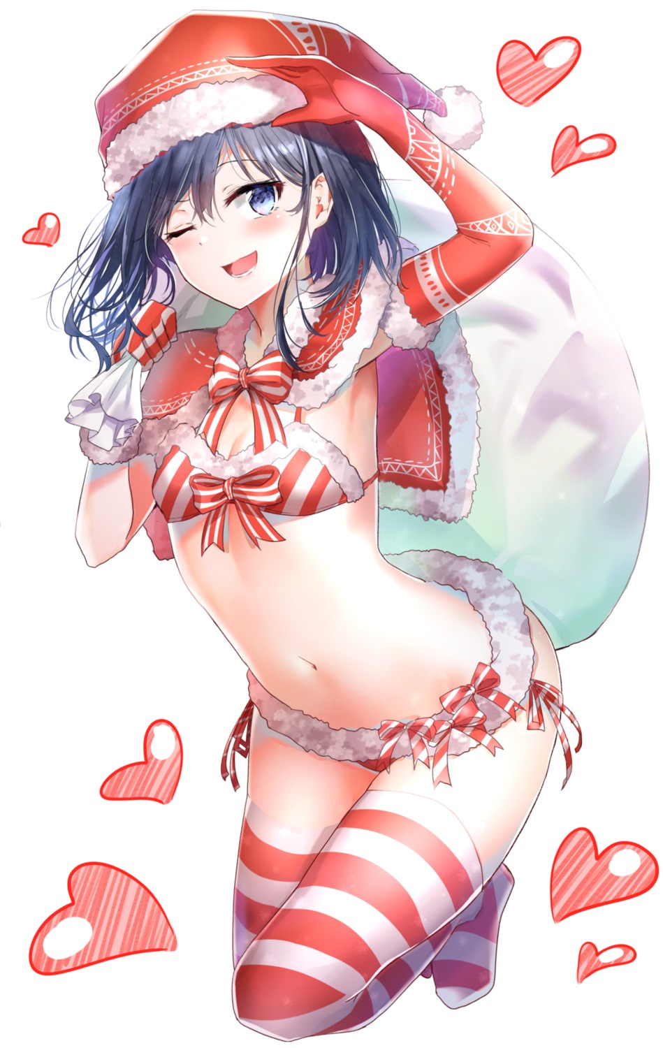 adagaki_aki, bikini, christmas, cleavage, masamune-kun_no_revenge, sunhyun, swimsuits, thighhighs
