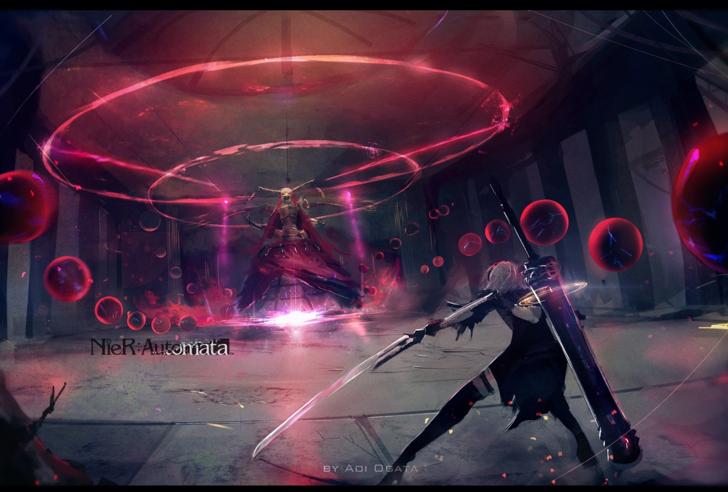 aoi_ogata, armor, dress, garter, heels, nier, nier_automata, official_watermark