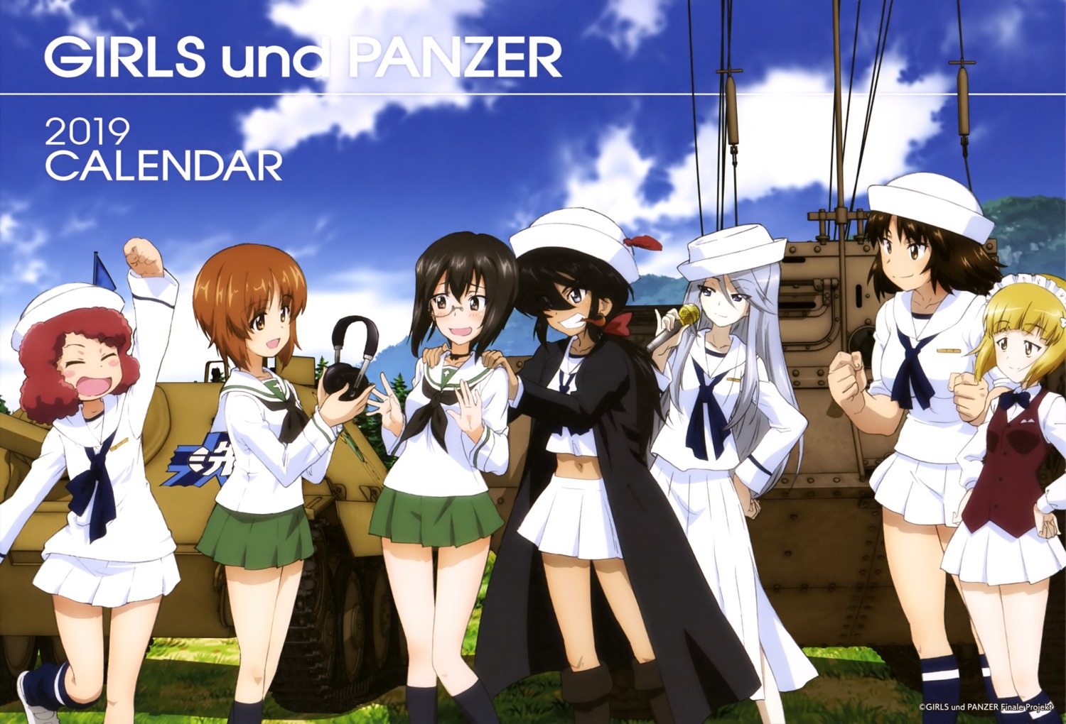 cutlass_(girls_und_panzer), flint_(girls_und_panzer), girls_und_panzer, headphones, kawashima_momo, maid, megane, murakami_(girls_und_panzer), nishizumi_miho, ogin_(girls_und_panzer), rum_(girls_und_panzer), seifuku, tagme