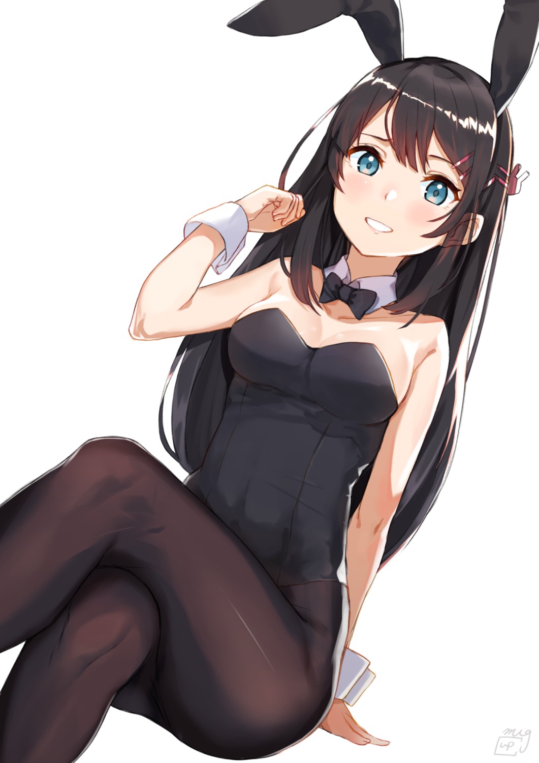 animal_ears, bunny_ears, bunny_girl, cleavage, mugcup, pantyhose, sakurajima_mai, seishun_buta_yarou