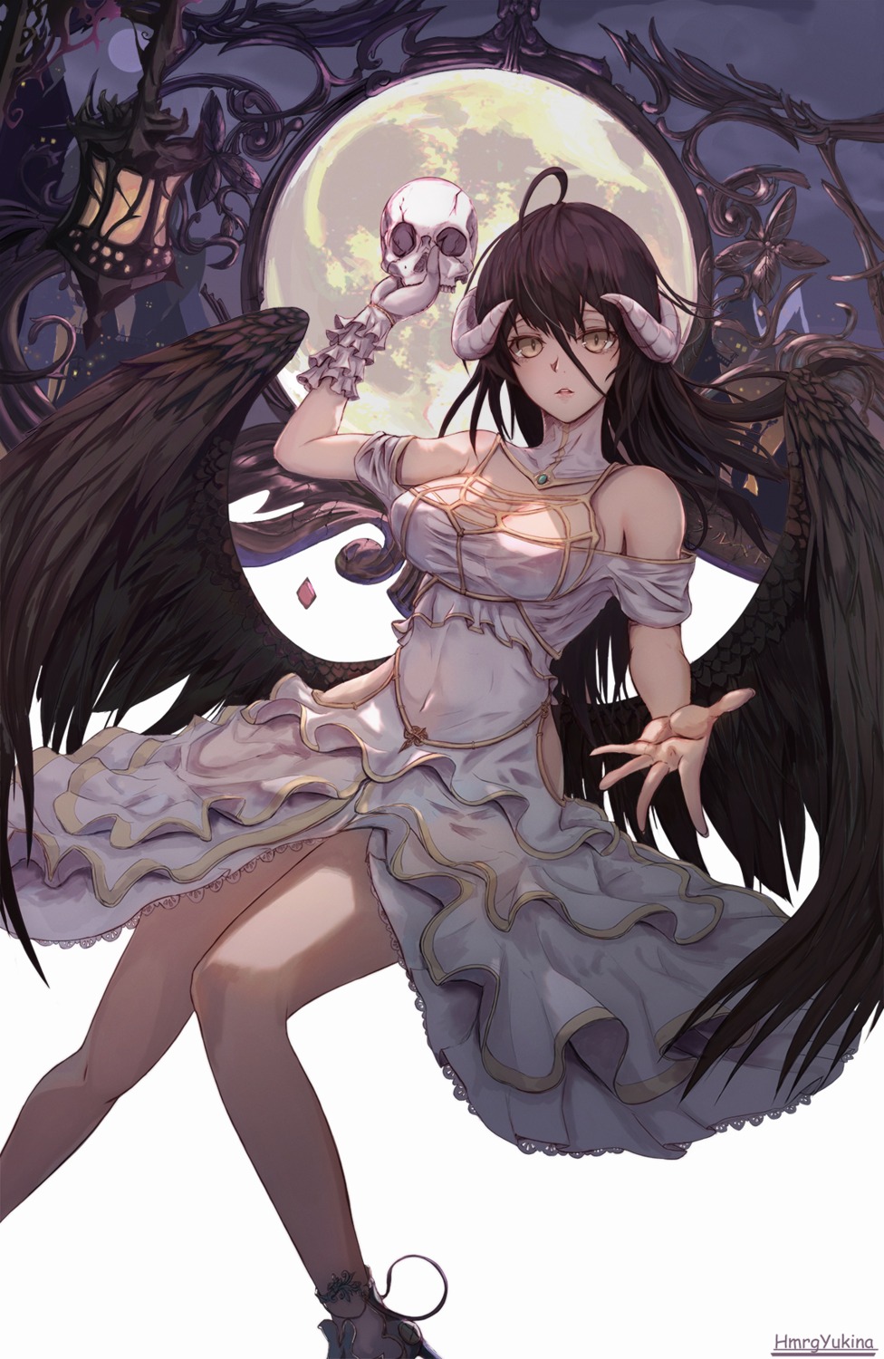 albedo_(overlord), dress, heels, hmrgyukina, horns, overlord, wings