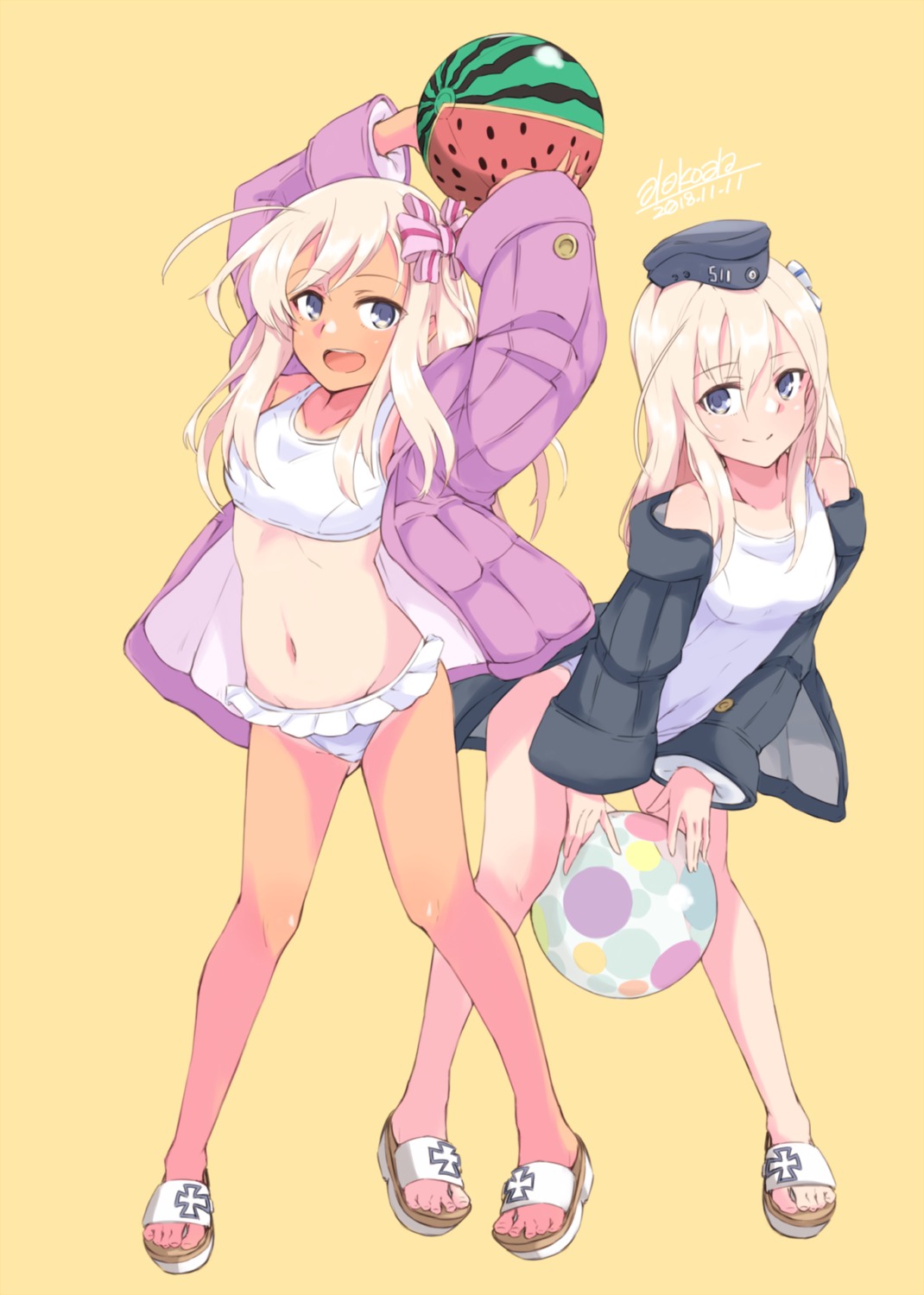 alakoala_shoushou, bikini, kantai_collection, open_shirt, ro-500, school_swimsuit, swimsuits, u-511