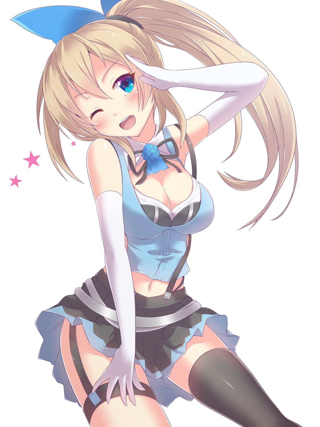 cleavage, garter, mirai_akari, mirai_akari_project, thighhighs, twinameless