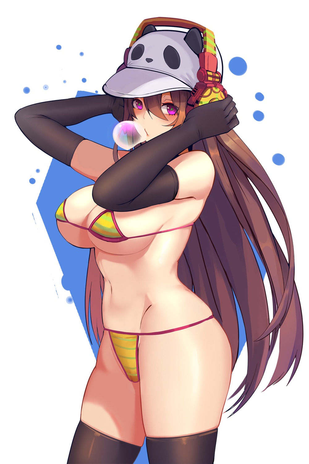 bikini, gg-e, headphones, swimsuits, thighhighs, underboob