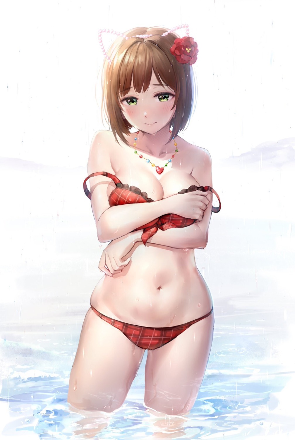 bikini, breast_hold, maekawa_miku, swimsuits, takeya_y0615, the_idolm@ster, the_idolm@ster_cinderella_girls, wet