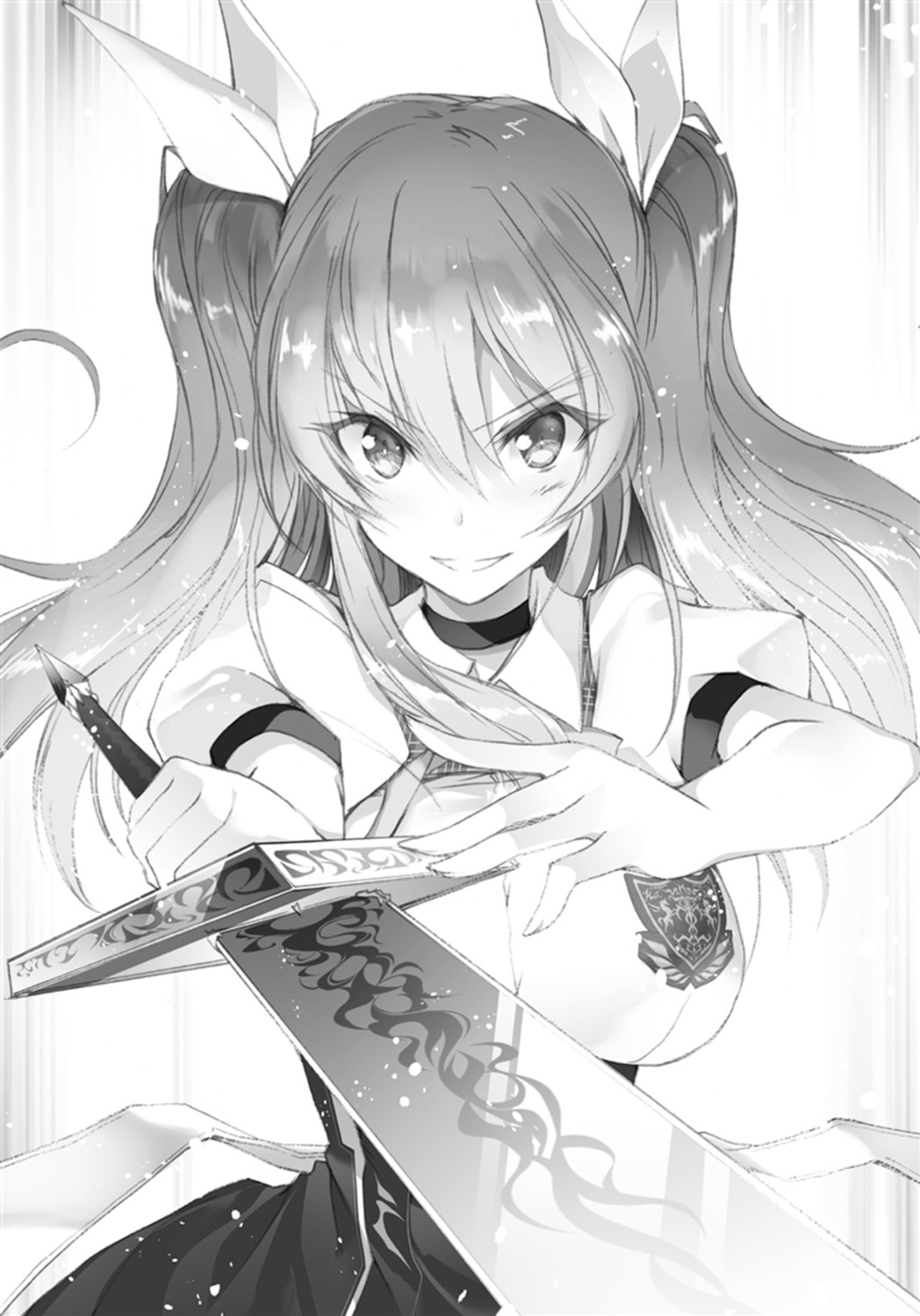 monochrome, rakudai_kishi_no_cavalry, seifuku, stella_vermillion, sword, won_(az_hybrid)
