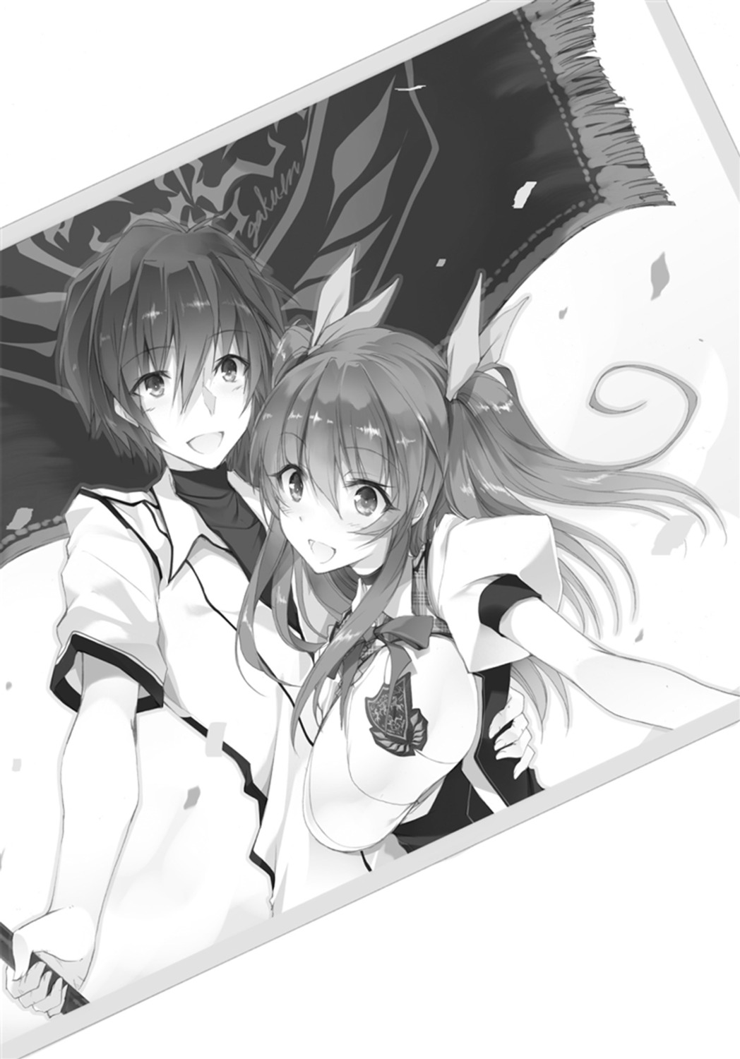 kurogane_ikki, monochrome, rakudai_kishi_no_cavalry, seifuku, stella_vermillion, won_(az_hybrid)