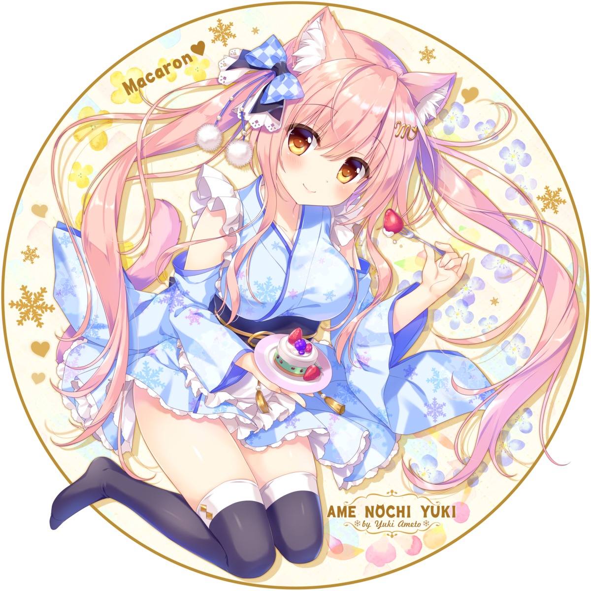 ameto_yuki, animal_ears, macaron_(ameto_yuki), maid, nekomimi, tail, thighhighs, wa_maid